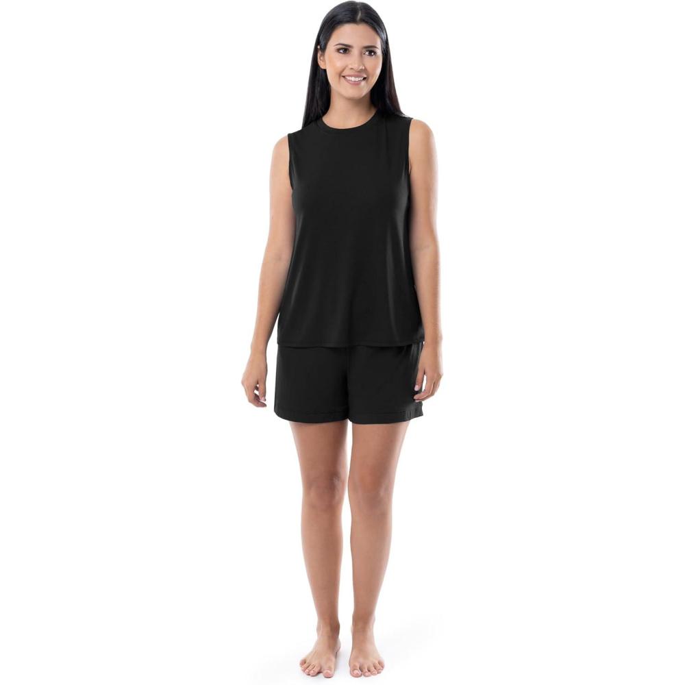 imageFruit of the Loom womens Breathable Tank Top and Short 2 Piece Sleep SetBlack