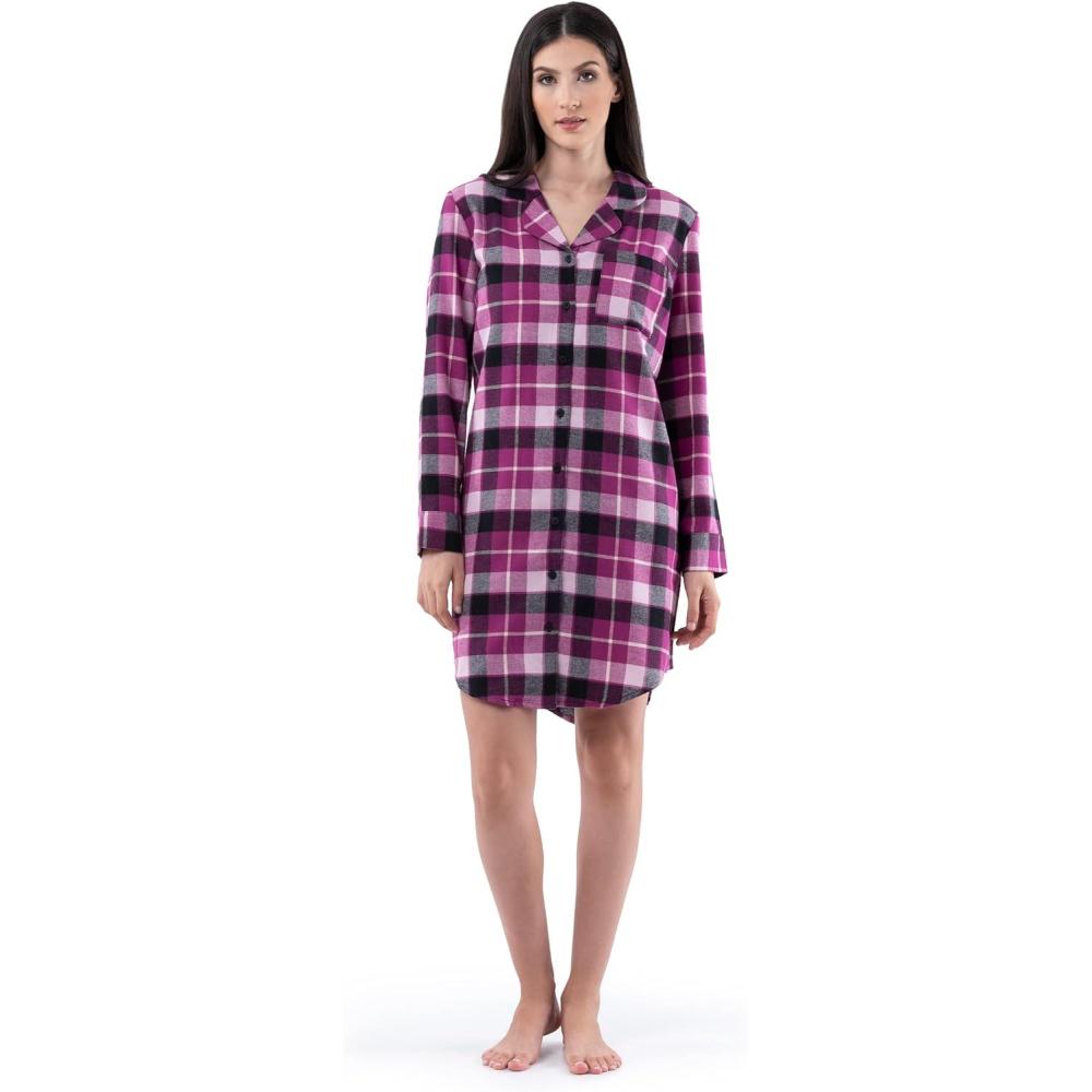 imageFruit of the Loom womens Flannel Sleep ShirtPlaid