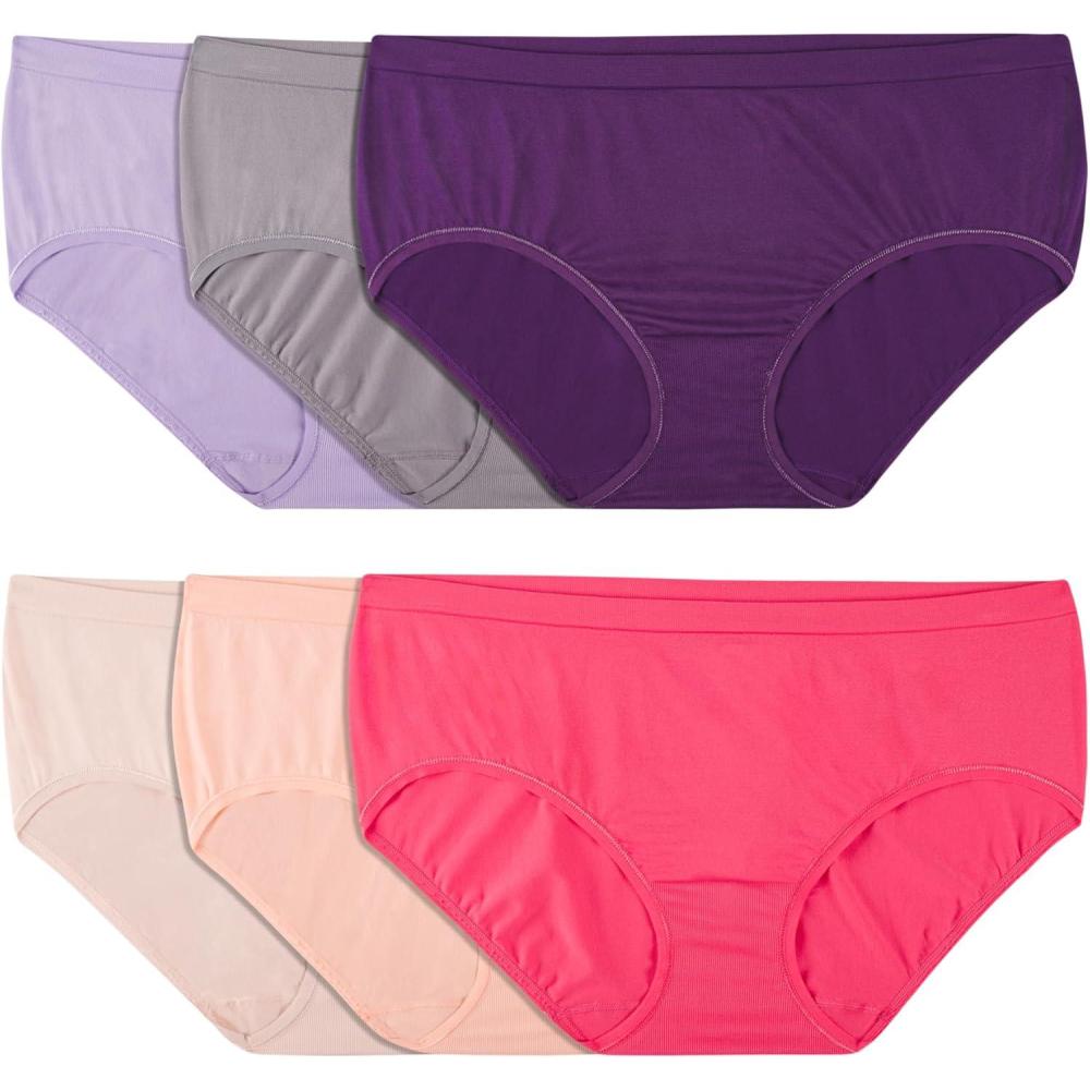 imageFruit of the Loom womens No Show Seamless Underwear Amazing Stretch ampamp No Panty Lines Available in Plus SizeLow Rise Brief 6 Pack Colors May Vary