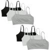 Fruit of The Loom Womens Spaghetti Strap Cotton Pullover Sports Bra Value Pack(White/Heather Gray/Black/White/Heather Gray/Black 6-pack)