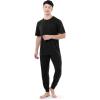 Fruit of the Loom Men’s 360 Stretch Crewneck Top and Jogger Pant Sleep Pajama Set(Black)