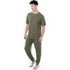 Fruit of the Loom Men’s 360 Stretch Crewneck Top and Jogger Pant Sleep Pajama Set(Dusty Olive)
