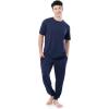 Fruit of the Loom Men’s 360 Stretch Crewneck Top and Jogger Pant Sleep Pajama Set(Navy)