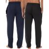 Fruit of the Loom Men’s Extended Sizes Jersey Knit Sleep Pajama Lounge Pant (1 & 2 Packs)(Black/Navy (2-pack))