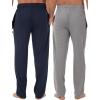 Fruit of the Loom Men’s Extended Sizes Jersey Knit Sleep Pajama Lounge Pant (1 & 2 Packs)(Navy/Grey (2-pack))