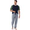 Fruit of the Loom Men’s Jersey Henley Top and Broadcloth Pant Sleep Pajama Set(Black/Blue Plaid)