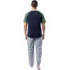 Fruit of the Loom Men’s Jersey Henley Top and Broadcloth Pant Sleep Pajama Set(Navy/Green Plaid)