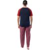 Fruit of the Loom Men’s Jersey Henley Top and Broadcloth Pant Sleep Pajama Set(Navy/Red Plaid)