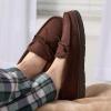 Fruit of the Loom Men’s Moccasin, Indoor/Outdoor Slipper, Memory Foam, Sherpa Lined, Large, Brown(Brown)