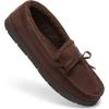 Fruit of the Loom Men’s Moccasin, Indoor/Outdoor Slipper, Memory Foam, Sherpa Lined, Large, Brown(Brown)