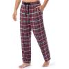 Fruit of the Loom Men’s Soft Flannel Pajama Lounge Sleep Pant(Dark Red Plaid)