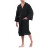 Fruit of the Loom Men’s Waffle Kimono Robe(Black)