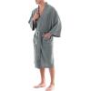 Fruit of the Loom Men’s Waffle Kimono Robe(Grey Heather)
