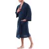 Fruit of the Loom Men’s Waffle Kimono Robe(Navy)