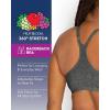 Fruit of the Loom Women’s Adjustable Shirred Front Racerback Sports Bra, Multi Pack Options(Turquoise/White/Charcoal)