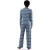 Fruit of the Loom Women’s Long Sleeve Tee and Pant 2 Piece Sleep Set(Blue Stripe)