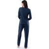 Fruit of the Loom Women’s Long Sleeve Tee and Pant 2 Piece Sleep Set(Midnight Blue)