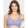 Fruit of the Loom Women’s Multi-Pack Front Closure Cotton Bra(Blue Gem Heather/White/Grey 3-pack)