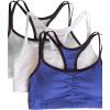 Fruit of the Loom Women’s Multi-Pack Spaghetti Strap Cotton Sports Bra(Navy Heather/White/Grey Heather)