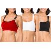 Fruit of the Loom Women’s Multi-Pack Spaghetti Strap Cotton Sports Bra(Red Hot With Black/White/Black Hue)