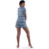 Fruit of the Loom Women’s Short Sleeve Tee and Short 2 Piece Sleep Set(Blue Stripe)