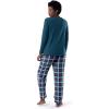 Fruit of the Loom Women’s Sueded Jersey Crew Top and Fleece Pant Sleep Set(Midnight Blue/Tartan Plaid)