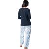 Fruit of the Loom Women’s Sueded Jersey Crew Top and Fleece Pant Sleep Set(Navy/Snow Plaid)