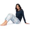 Fruit of the Loom Women’s Sueded Jersey Crew Top and Fleece Pant Sleep Set(Navy/Snow Plaid)