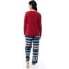 Fruit of the Loom Women’s Sueded Jersey Crew Top and Fleece Pant Sleep Set(Red/Winter Fairisle)