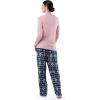 Fruit of the Loom Women’s Sueded Jersey Crew Top and Fleece Pant Sleep Set(Soft Pink/Fairisle)