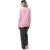 Fruit of the Loom Women’s Waffle V-Neck Top and Flannel Pant Sleep Set(Soft Pink/Cosmic Sky)