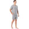 Fruit of the Loom mens 360 Stretch Short Sleeve V-neck Top and Short Sleep Pajama Set(Grey Heather)