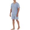 Fruit of the Loom mens Broadcloth Short Sleeve Pajama Set(Blue)