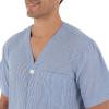 Fruit of the Loom mens Broadcloth Short Sleeve Pajama Set(Blue Stripe)