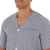 Fruit of the Loom mens Broadcloth Short Sleeve Pajama Set(Navy Check)