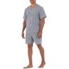 Fruit of the Loom mens Broadcloth Short Sleeve Pajama Set(Navy/White Check)