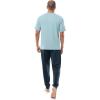 Fruit of the Loom mens French Terry Top and Jogger Sleep Pajama Set(Light Blue/Navy)