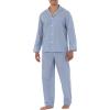 Fruit of the Loom mens Long Sleeve Broadcloth Pajama Set(Blue Stripe)