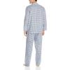 Fruit of the Loom mens Long Sleeve Broadcloth Pajama Set(Navy Check)