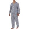 Fruit of the Loom mens Long Sleeve Broadcloth Pajama Set(Navy/White Check)