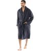Fruit of the Loom mens Solid Plush Fleece Robe(Grey)
