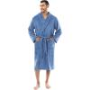 Fruit of the Loom mens Solid Plush Fleece Robe(Medium Blue)