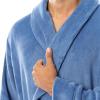 Fruit of the Loom mens Solid Plush Fleece Robe(Medium Blue)