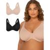 Fit For Me By Fruit of the Loom Women’s Plus Size Cotton Unlined Underwire Bra-Pinch-Free Straps – Side and Back Smoothing(Heather Grey/Black Hue)