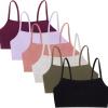 Fruit of The Loom Womens Spaghetti Strap Cotton Pullover Sports Bra Value Pack(Black/Heather Grey/Olive/Purple/Lilac/Dusk)