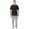 Fruit of the Loom Men’s 2-Piece Jersey Knit Pajama Set(Black/Grey Heather)