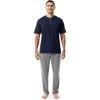 Fruit of the Loom Men’s 2-Piece Jersey Knit Pajama Set(Navy/Grey Heather)