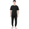 Fruit of the Loom Men’s 360 Stretch Crewneck Top and Jogger Pant Sleep Pajama Set(Black)