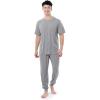 Fruit of the Loom Men’s 360 Stretch Crewneck Top and Jogger Pant Sleep Pajama Set(Grey Heather)