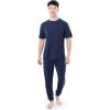 Fruit of the Loom Men’s 360 Stretch Crewneck Top and Jogger Pant Sleep Pajama Set(Navy)